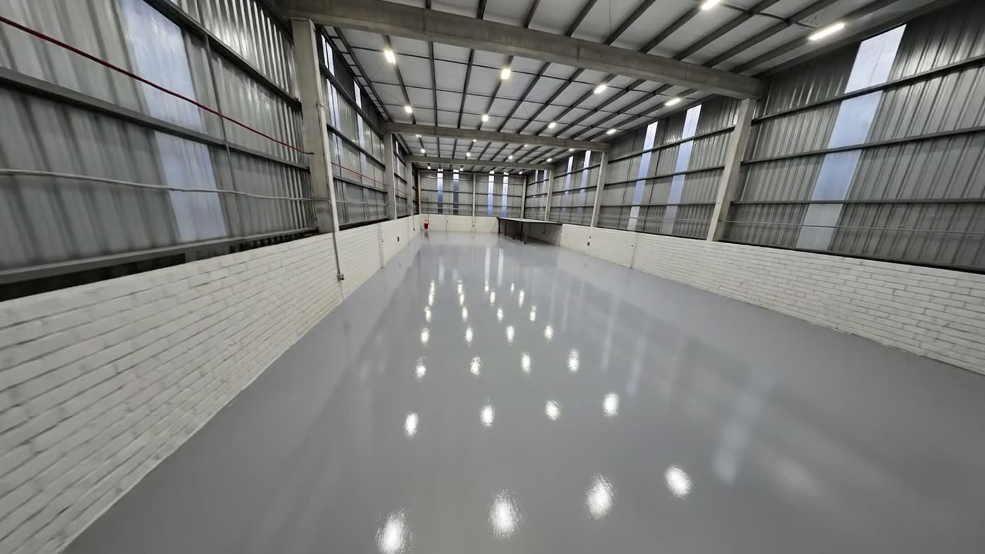 Galpão industrial em São Paulo com piso epóxi aplicado pela Megapisos
